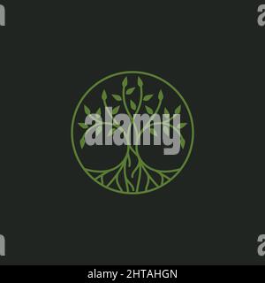 Runde Baum Logo Design Illustration Vektor Vorlage Stock Vektor