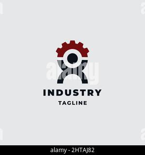 Mechanic Gear Industrial mit menschlichen Logo Design Illustration Inspiration Vektor Vorlage Stock Vektor