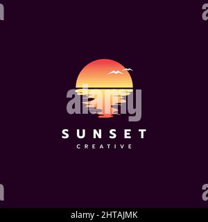 Sunset Logo Design Illustration Vektor Vorlage Stock Vektor