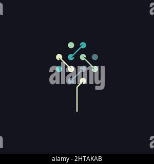 Baum Technologie Logo Design Inspiration Konzept Vektor Vorlage Stock Vektor