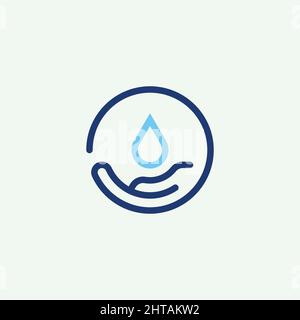 Save Water Logo Design Inspiration Vektor Vorlage. Hand mit Wassersymbol Stock Vektor