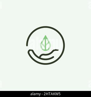 Speichern Sie grüne Logo Design Inspiration Vektor Vorlage. Hand mit Blattsymbol Stock Vektor