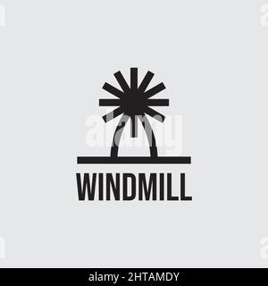 Windmühle Logo Design Vektor-Vorlage Stock Vektor