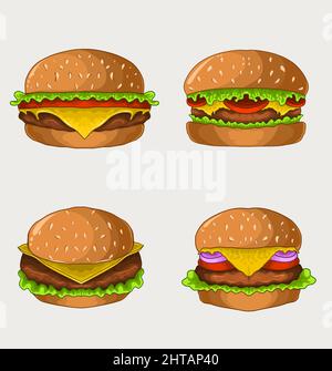Set Hamburger Lebensmittel - Vektor Illustration Design Stock Vektor