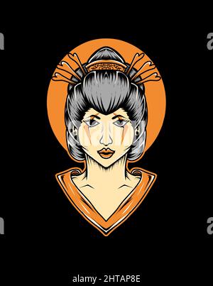 Illustration Vektor Geisha Frau Kopf Stock Vektor
