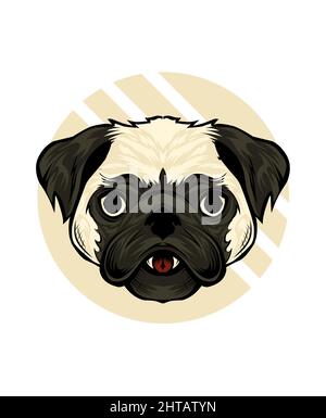 Abbildung Vektor Mops Hundekopf Stock Vektor