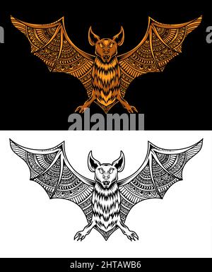 Illustration Vektor Fledermaus Mandala Stil Stock Vektor