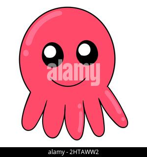 Niedlicher roter Tintenfisch Stock Vektor