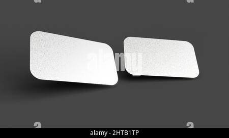 3D Rendering von Silberfolie leeren Visitenkarten auf einem dunklen Hintergrund Stockfoto