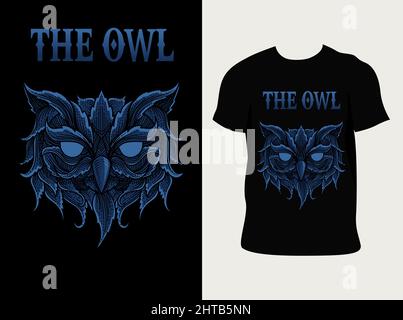 Illustration Vektor Eule Kopf mit Gravur Ornament Stil Stock Vektor