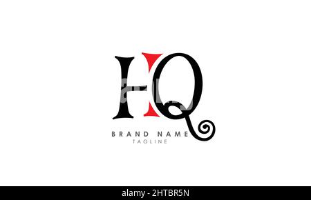 Buchstabenbuchstaben Initialen Monogramm Logo HQ, QH, H und Q Stock Vektor