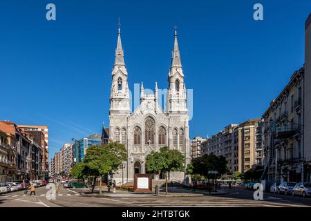 Nahaufnahme eines Gebäudes in Aviles, Asturien, Spanien Stockfoto