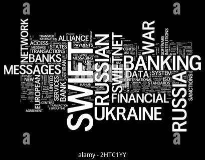 SWIFT - Society for Worldwide Interbank Financial Telecommunication - Collage aus Wortkonzepten Stockfoto