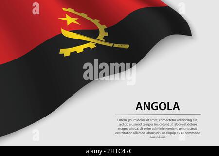 Wellenfahne von Angola auf weißem Hintergrund. Banner- oder Ribbon-Vektor-Vorlage für den Unabhängigkeitstag Stock Vektor