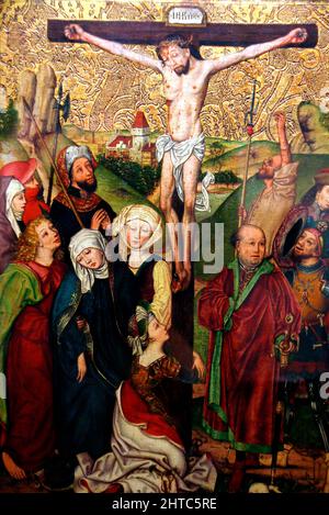 Der von Michael Wolgemut gekreuzigte Christ (vormals Wohlgemuth; 1434. – 30. November 1519) war ein deutscher Maler und Grafiker, der in Nürnberg eine Werkstatt leitete. Am bekanntesten ist er als Schüler des jungen Albrecht Dürer. Stockfoto