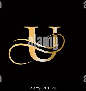 U Letter Initial Luxurious Logo Template. U Logo Golden Concept. U-Letter-Logo mit goldener Luxusfarbe und Monogramm-Design Stock Vektor