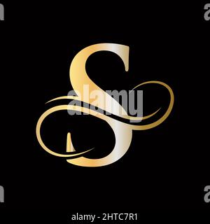 S Letter Initial Luxurious Logo Template. S Logo Golden Konzept. S-Logo mit goldener Luxusfarbe und Monogramm-Design Stock Vektor