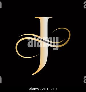 J Initial Luxurious Logo Template mit Anfangsbuchstaben. J Logo Golden Concept. J Buchstabe Logo mit goldener Luxusfarbe und Monogramm-Design Stock Vektor