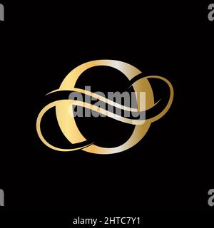 O Initial Luxurious Logo Template mit Buchstaben. O Logo Golden Concept. O Logo mit goldener Luxusfarbe und Monogramm-Design Stock Vektor