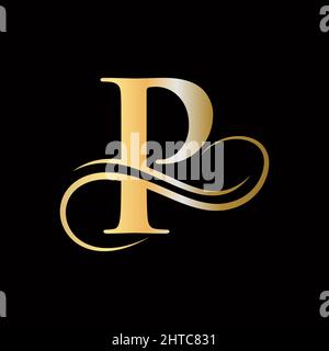 P Initial Luxurious Logo Template. P Logo Golden Concept. P Buchstabe Logo mit goldener Luxusfarbe und Monogramm-Design Stock Vektor