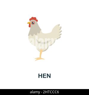 „Henne Flat“-Symbol. Farbiger Elementschild aus der Kollektion der Nutztiere. Flaches Hen-Icon-Zeichen für Webdesign, Infografiken und mehr. Stock Vektor