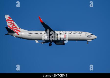 Virgin Australia Boeing B737 bei Ankunft in Sydney Stockfoto