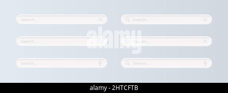 Suchleisten festgelegt. Elemente für Benutzeroberfläche, Anwendungen und Webseiten. Vektorgrafik. Stock Vektor
