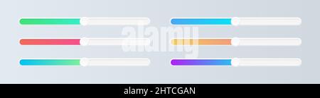 Schieberegler eingestellt. Elemente der Benutzeroberfläche des Gradienten. Switches für Webseiten, mobile Anwendungen. Vektorgrafik. Stock Vektor