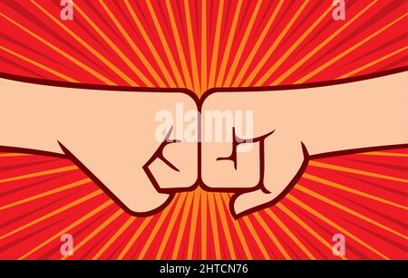 Zwei Fäuste Stanzen einander Stock Vektor