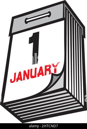 Abrisspapier Kalender erste Januar Vektorgrafik Stock Vektor