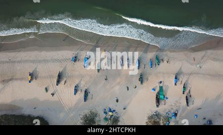 Luftaufnahme des Strandes von Benaulim, South Goa, Indien Stockfoto