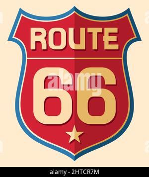 Historische Route US 66 Zeichen Vektorgrafik Stock Vektor