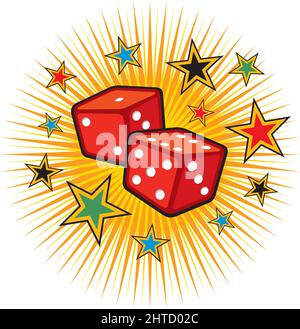 Rotes Würfel-Design (Glücksspiel-Illustration, Casino-Symbol) Stock Vektor