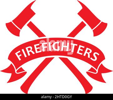 Symbol für Feuerwehr oder Feuerwehrleute – Vektordarstellung mit gekreuzten Achsen Stock Vektor