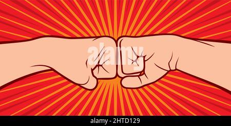 Zwei Fäuste schlagen sich gegenseitig Vektorgrafik Stock Vektor