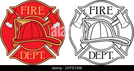 Symbol „Feuerwehr“ oder „Feuerwehrleute“ Malteserkreuz. Vektorgrafik. Stock Vektor