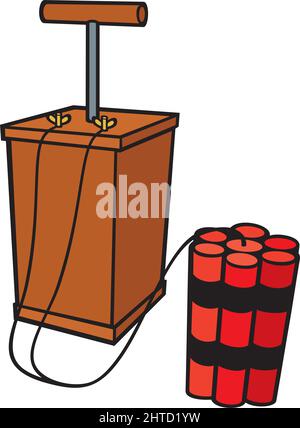 Dynamit-Sticks und Detonator Vektor Illustration Stock Vektor