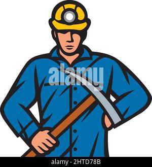 Kohlebergmann mit Pick-Axt Vektorgrafik Stock Vektor