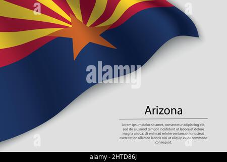 Die Flagge von Arizona ist ein Bundesstaat der Vereinigten Staaten. Banner- oder Ribbon-Vektorvorlage Stock Vektor