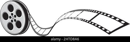 Kinoprojektor und Vektorgrafik für Filmstreifen Stock Vektor