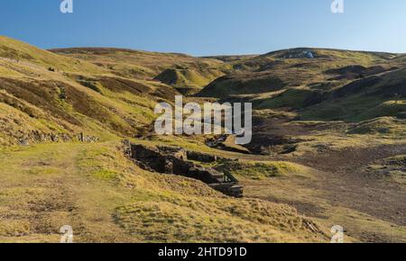 Die Landschaft bei Nenthead, Cumbria, wurde durch den historischen Bleibergbau in der Gegend geprägt Stockfoto