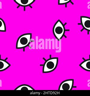 Augen nahtloses Muster für den Druck von Kleidung, Textilien. Vektor-Beauty-Illustration mit weiblichen abstrakten zufallslosen Augen. Hipster moderner Hintergrund Stock Vektor