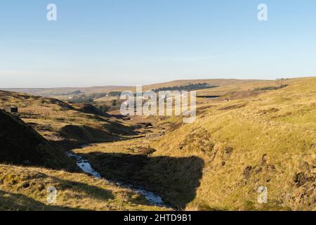 Die Landschaft bei Nenthead, Cumbria, wurde durch den historischen Bleibergbau in der Gegend geprägt Stockfoto