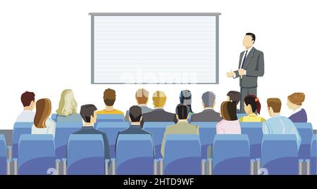 Geschäftsseminar, Präsentation, Schulung, Illustration Stock Vektor
