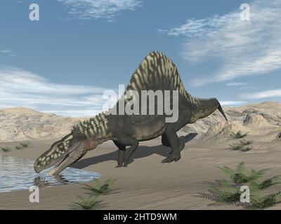 Arizonasaurus Dinosaurier in der Wüste - 3D Render Stockfoto