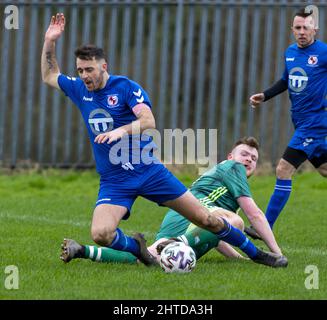 Berlin Swifts Vs Belfast Harps, Advantage Park, Belfast. Samstag, 26.. Februar 2022. Belfast & District Football League Nelson Cup. Stockfoto