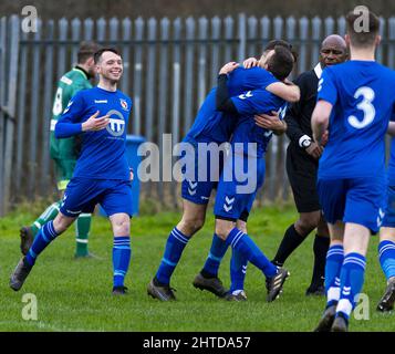 Berlin Swifts Vs Belfast Harps, Advantage Park, Belfast. Samstag, 26.. Februar 2022. Belfast & District Football League Nelson Cup. Stockfoto