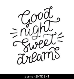 Gute Nacht süße Träume, handgezeichnete Kalligraphie Schriftzug. Vektorgrafik Stock Vektor