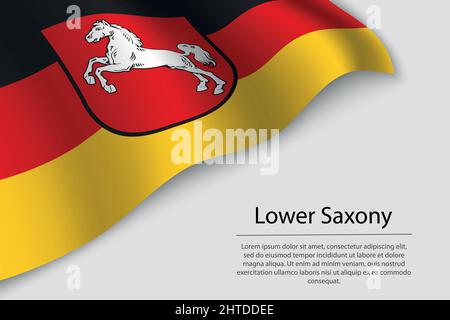 Die Wellenfahne von Niedersachsen ist ein Bundesland von Deutschland. Banner- oder Ribbon-Vektorvorlage Stock Vektor