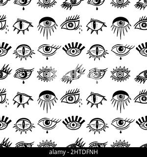 Das böse Auge sieht ein Symbol. Okkultes mystisches Emblem, grafisches Design. Stock Vektor